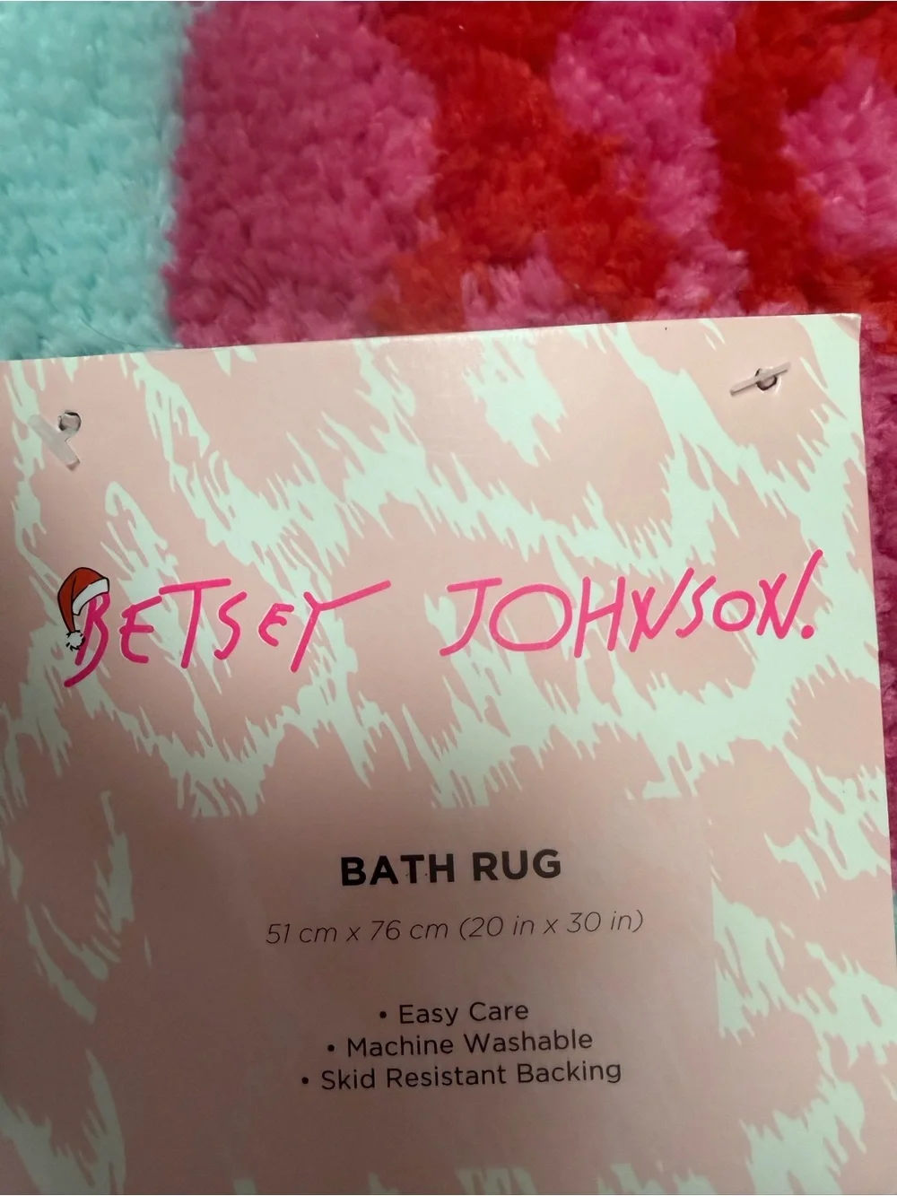 Betsey Johnson NWT Bath Accessory Set Aqua Ornament Bath Mat & Shower Curtain